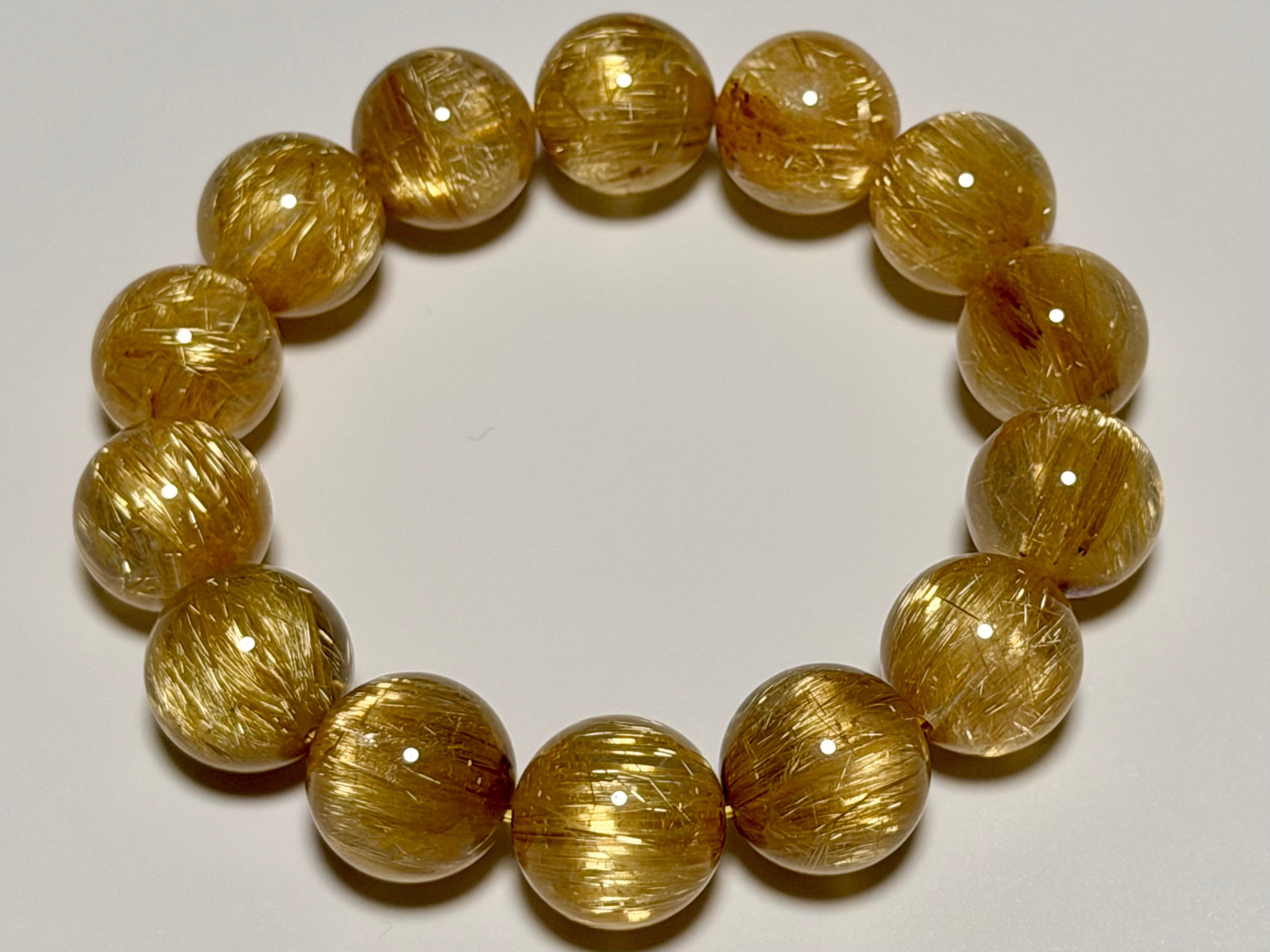 最高品質】キャッツアイルチルクォーツ 15.5-16mm｜大玉・光条・鑑別書